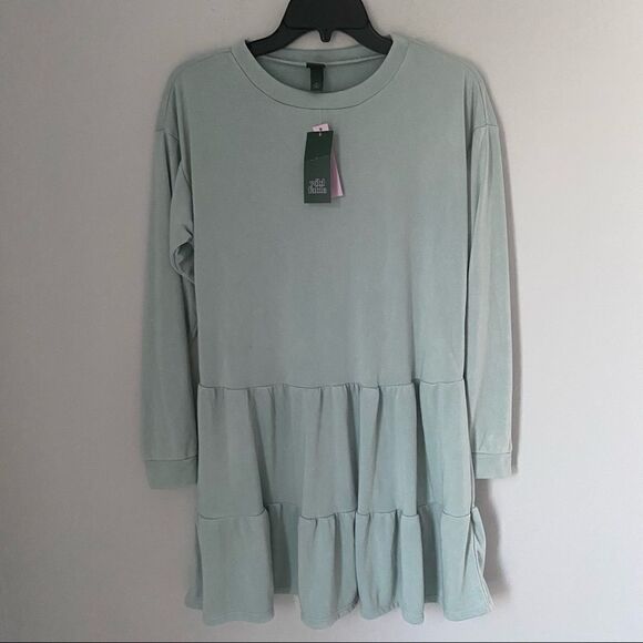 Wild Fable Crew Neck Layered Mini Towel Dress - Picture 1 of 5